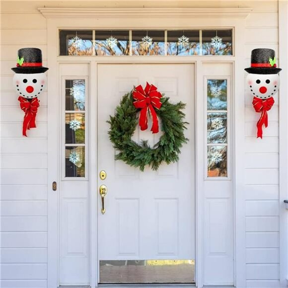 2 Pack Snowman Porch Light Covers Christmas Decorations with Elastic Band - Picture 6 of 7